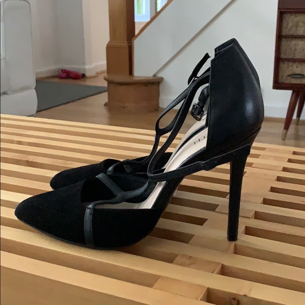 Firth T-Strap Leather Suede Heels Shoes